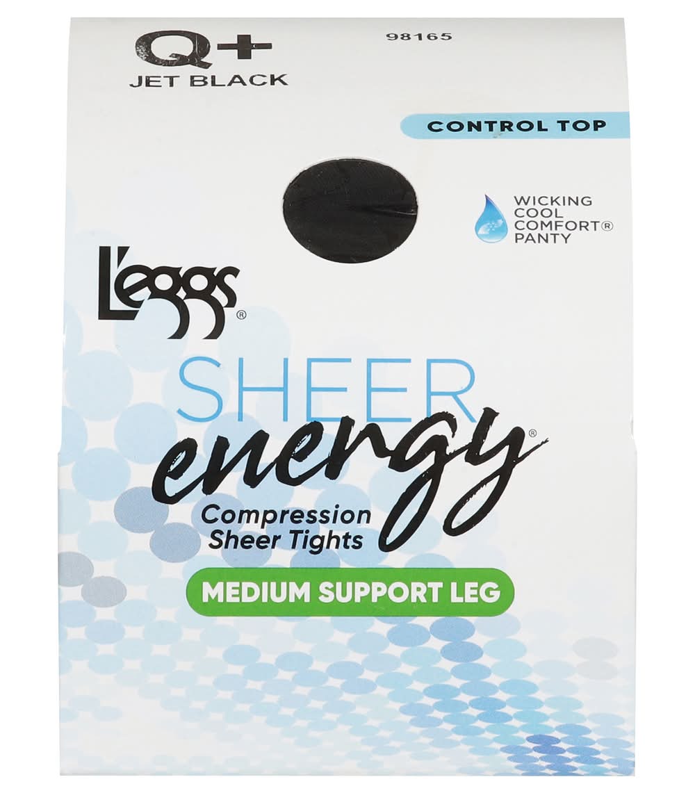 L'eggs Sheer Energy Medium Support Leg Jet, Q+, Black