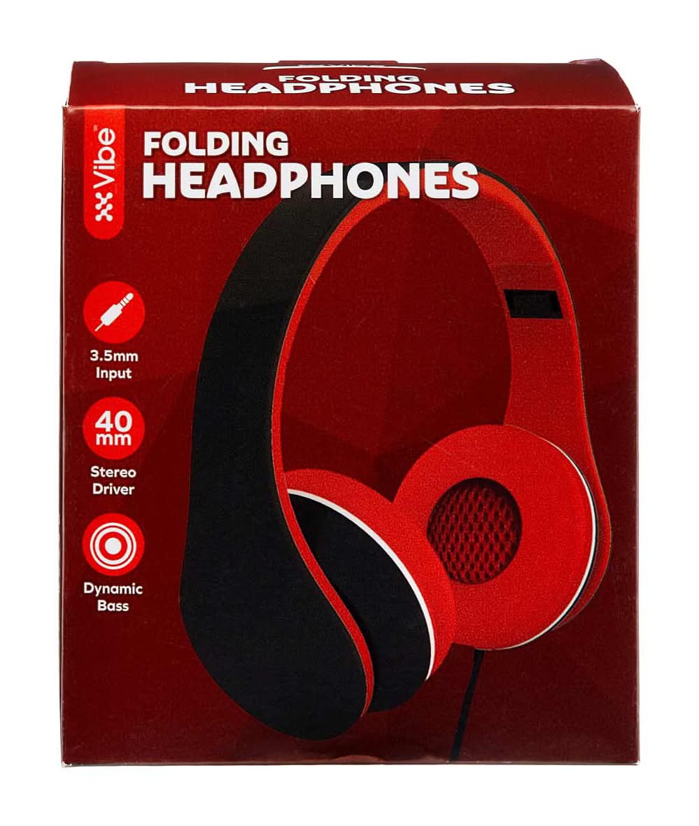 Vibe Folding Headphones With Dynamic Bass Assorted