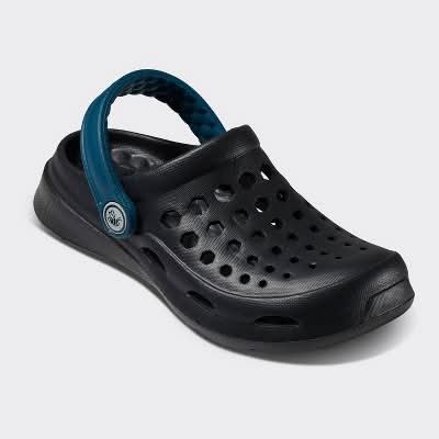 Joybees Kids' Dylan Slip-On Clogs - Black/Cascade 1: Non-Marking Sole, Closed Round Toe, Medium Width, Ankle Strap