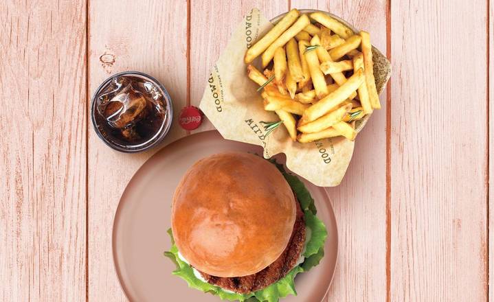 Burger, fries and drink