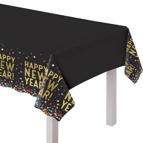 Amscan Gold Plastic Table Cover Roll with Slide Cutter, 54in x 126ft