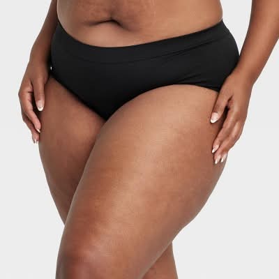 Women's Absorbent Seamless Hipster Period Underwear - Auden™ Black 3X: Nylon Spandex, Midweight, 4-Way Stretch