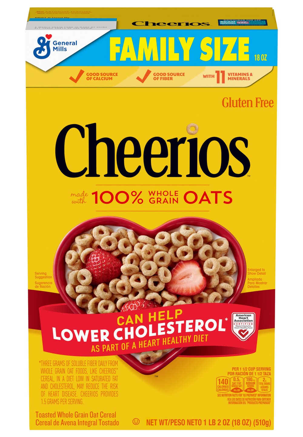 Cheerios Family Size Toasted Whole Grain Oats Cereal (18 oz)