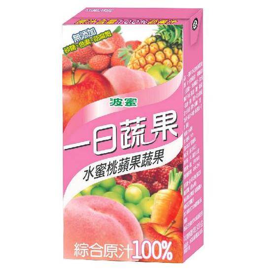 波蜜一日蔬果100%水蜜桃蘋果綜合蔬果汁160ml*6入