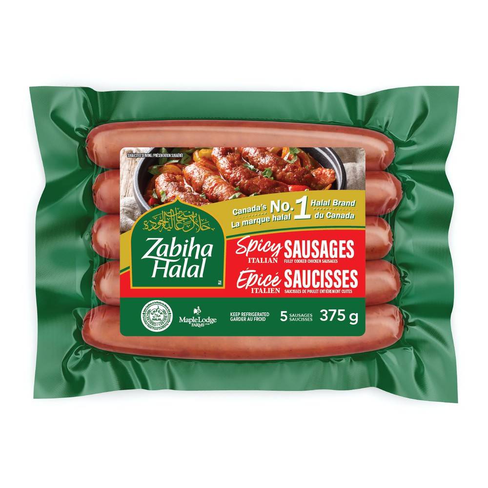Zabiha Halal Fully Cooked Spicy Italian Chicken Sausages (375 g)