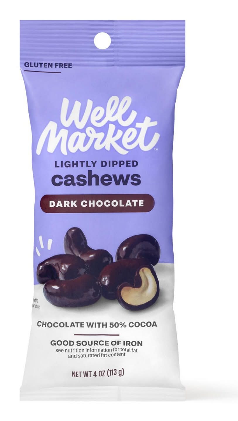 Well Market Thinly Dipped Dark Chocolate Cashews (4 oz)