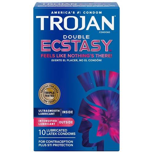 Trojan Double Ecstasy Lubricated Condoms - 10.0 ea