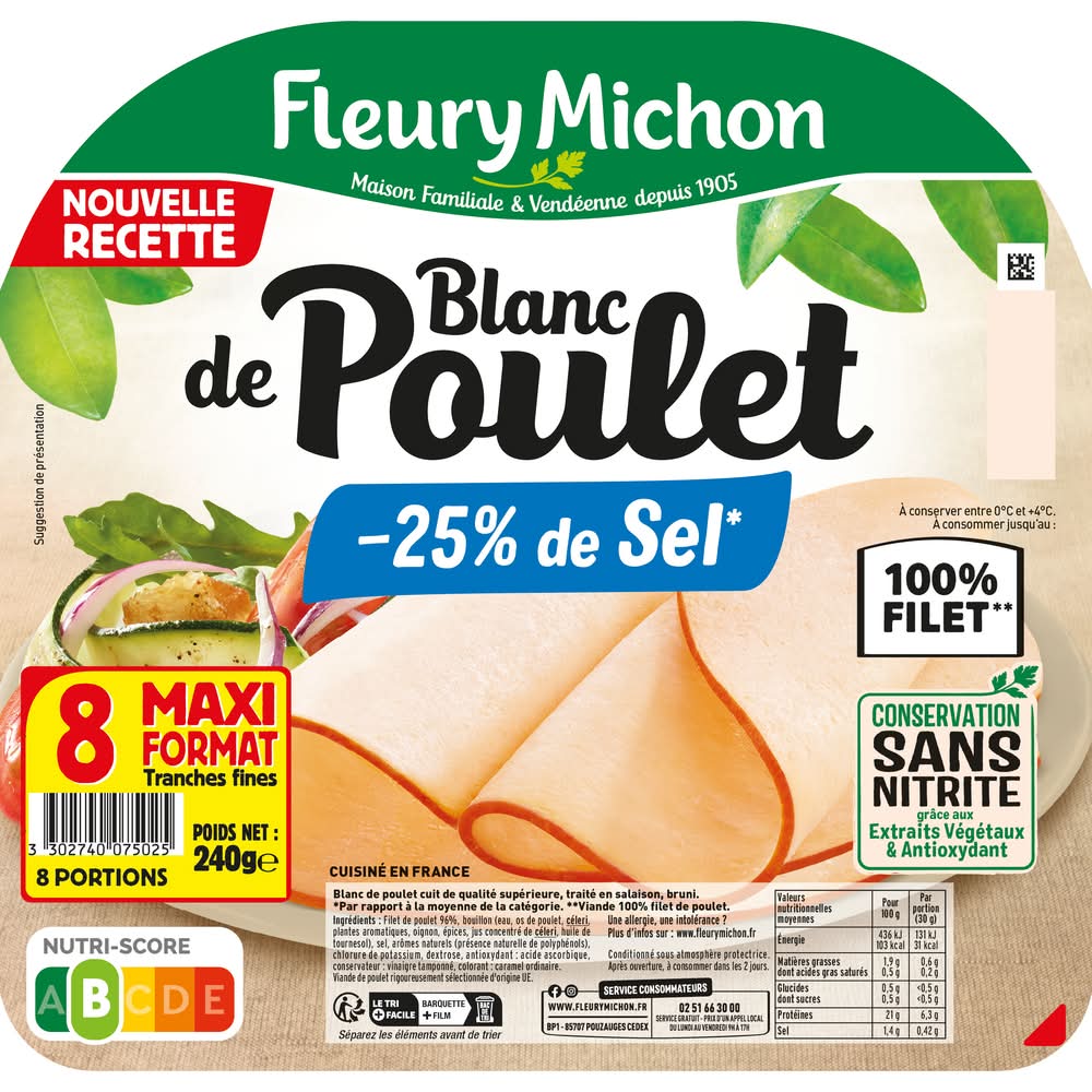 Fleury Michon - Blanc de poulet réduit en 25% de sel (8)