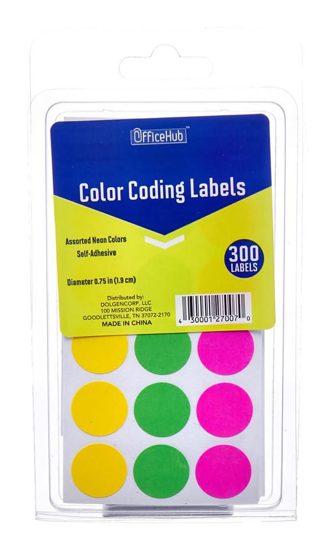 Officehub Color Coding Labels Assorted Neon Colors 300 Ct