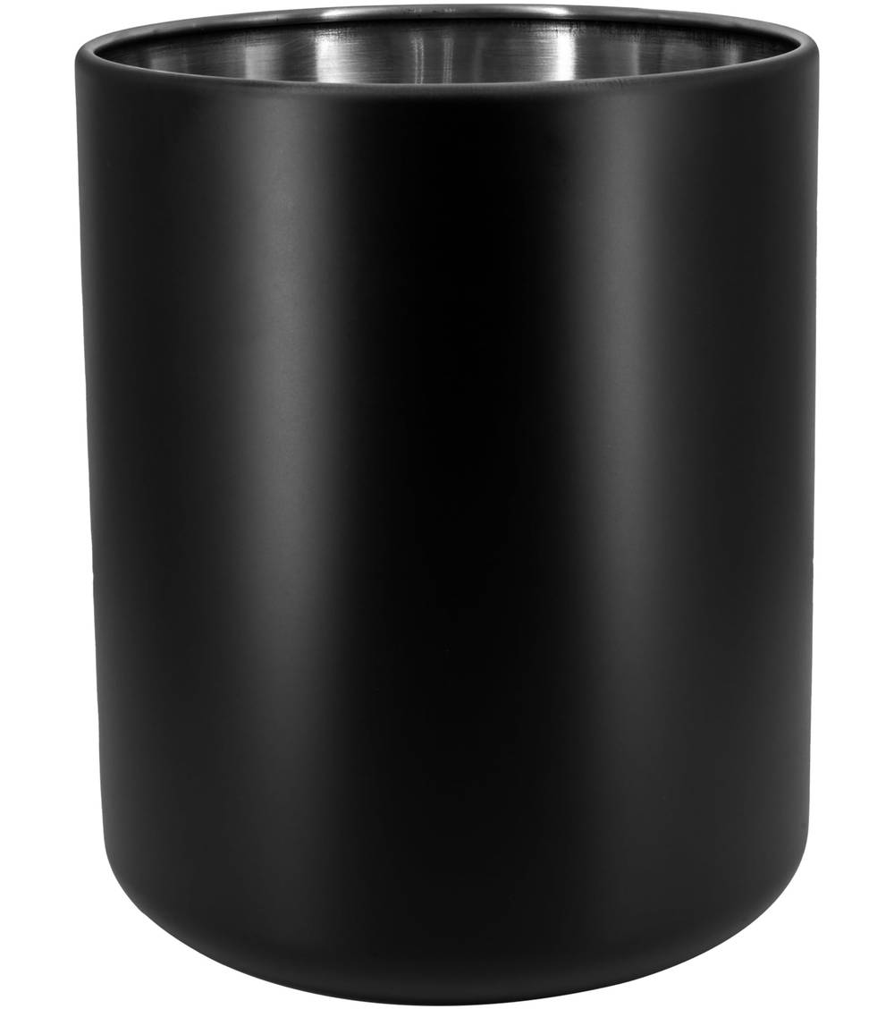allen + roth Arden Matte Black Stainless steel Wastebasket | WB84AR-MBK