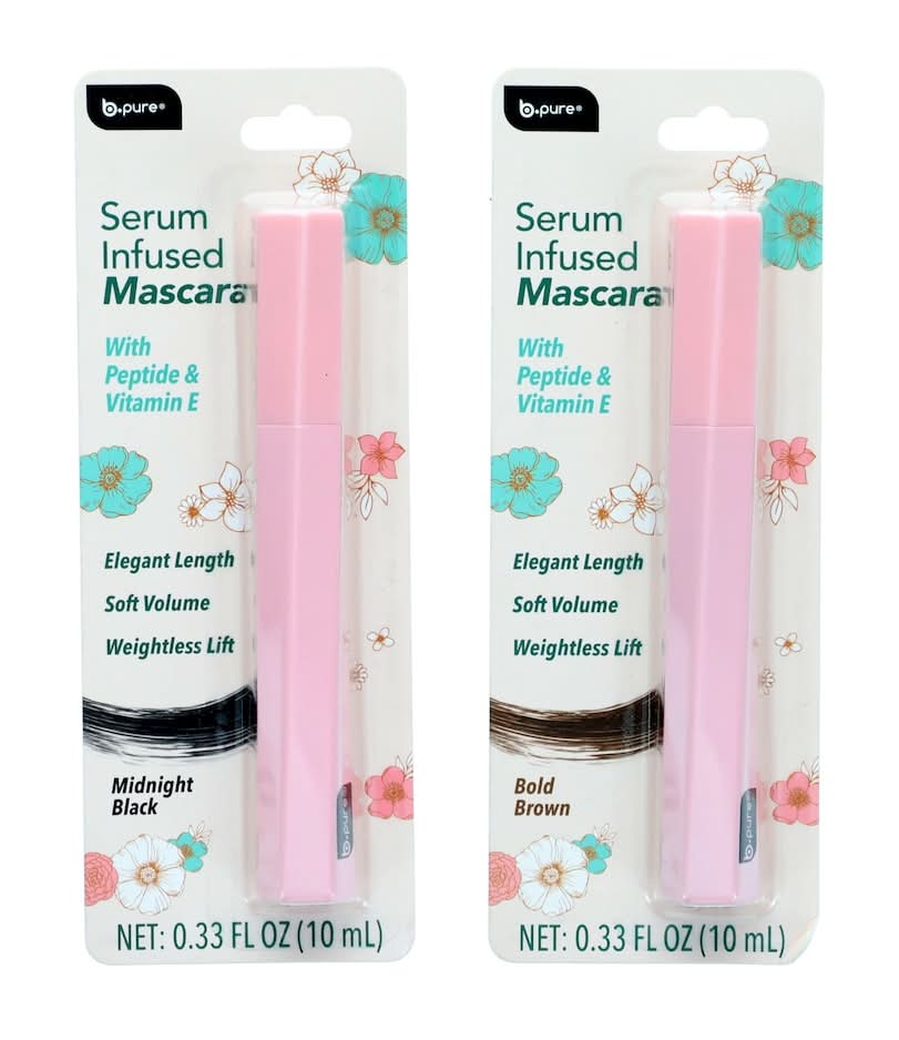 B.pure Serum Infused Mascara With Peptides & Vitamin E, Bold Brown-Midnight Black (2 x 0.33 fl oz)