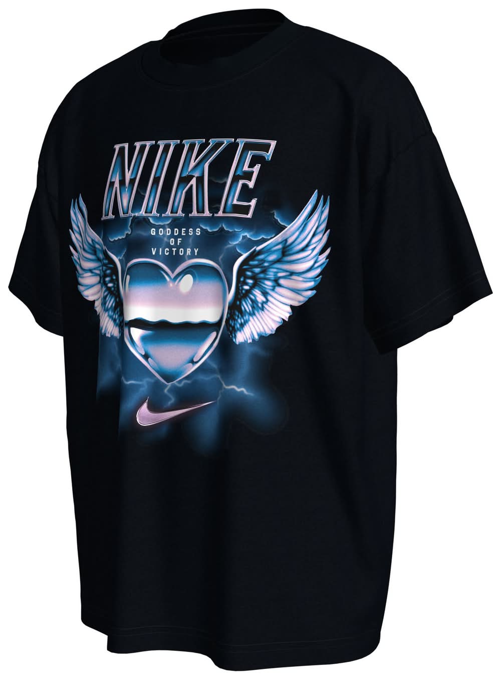 Nike Girls' Sportswear Mystical Heart Graphic T-Shirt (Black, L)