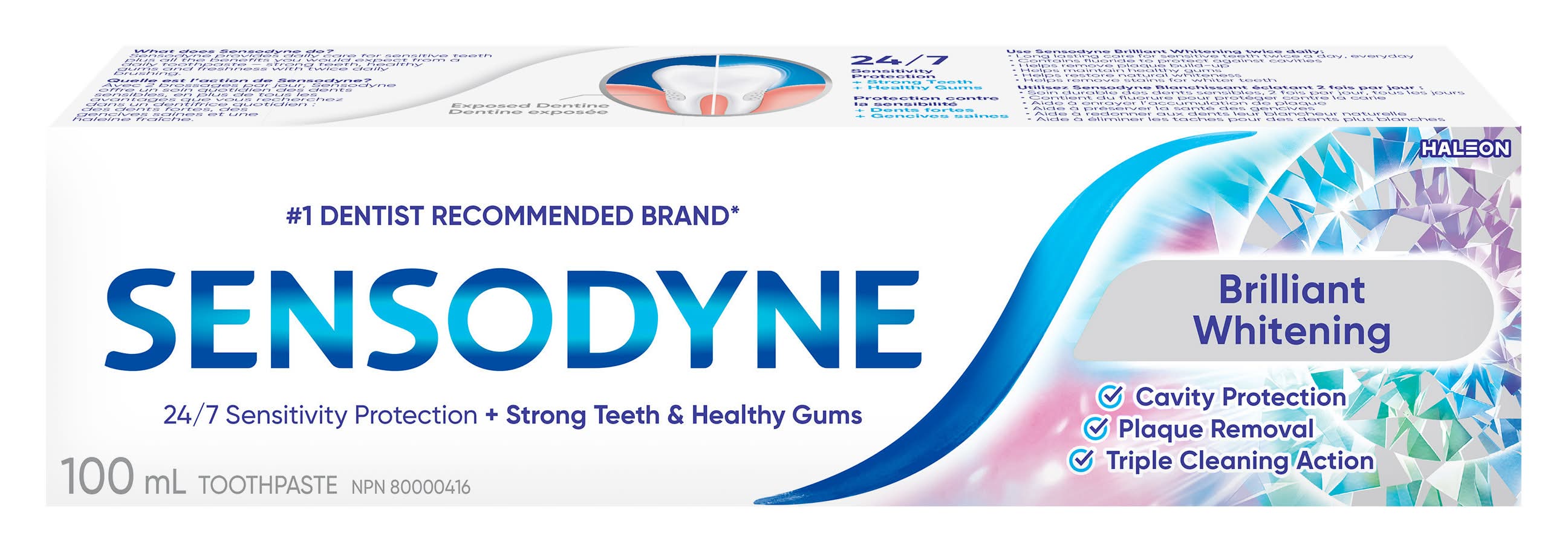 Sensodyne Brilliant Whitening Toothpaste, Mint (100 ml)