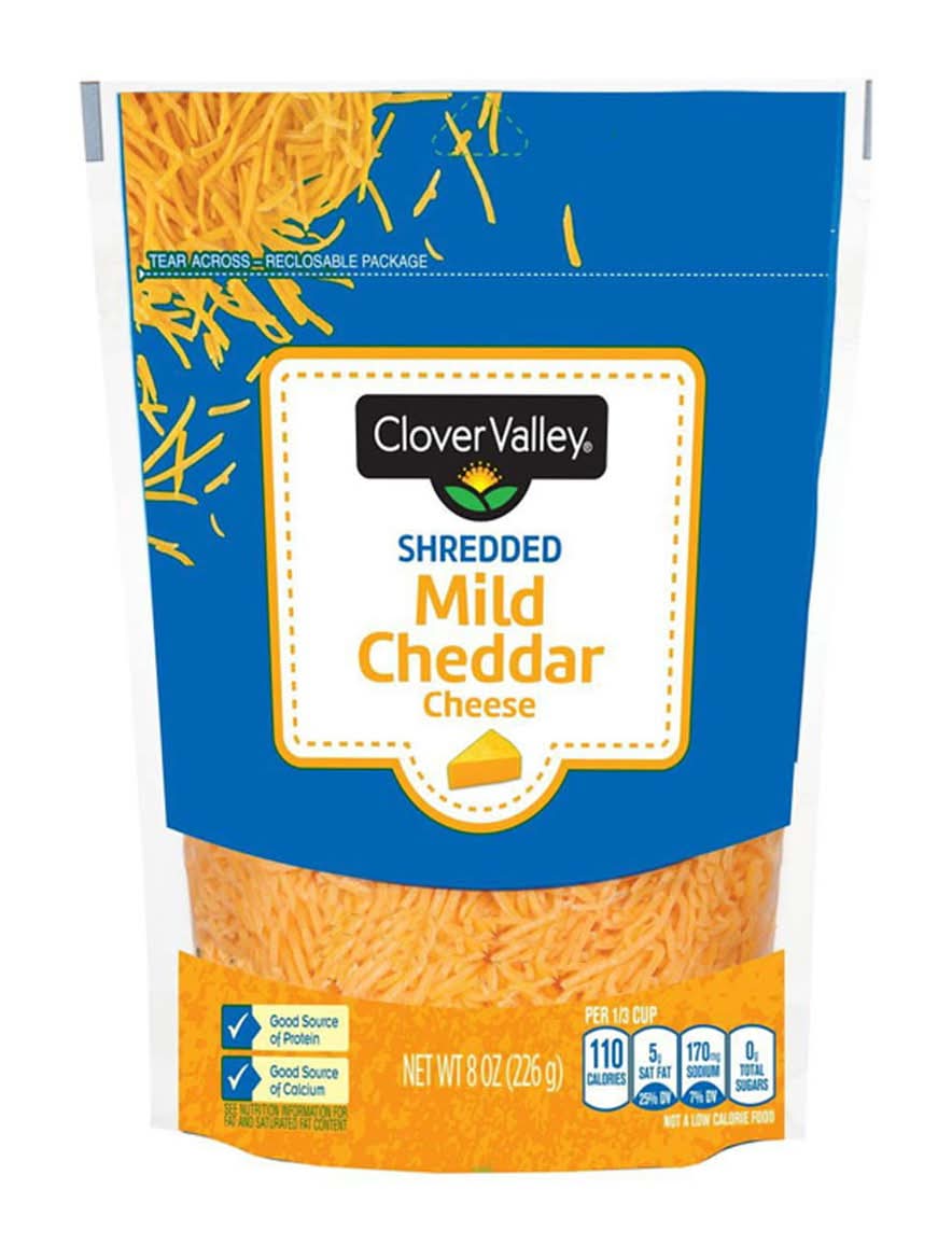 Clover Valley Shredded Mild Cheddar Cheese (8 oz)