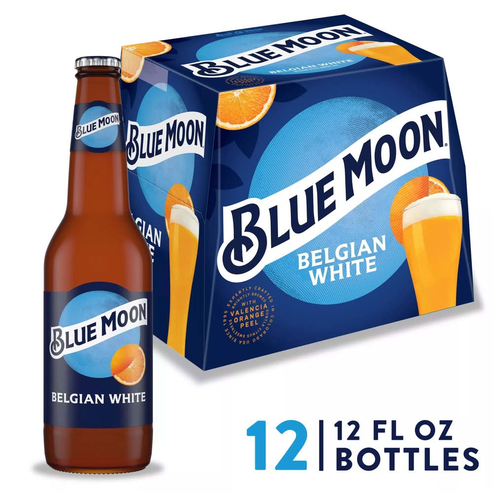 Blue Moon Belgian Style Wheat Ale Beer, Belgian White (12 x 12 fl oz)
