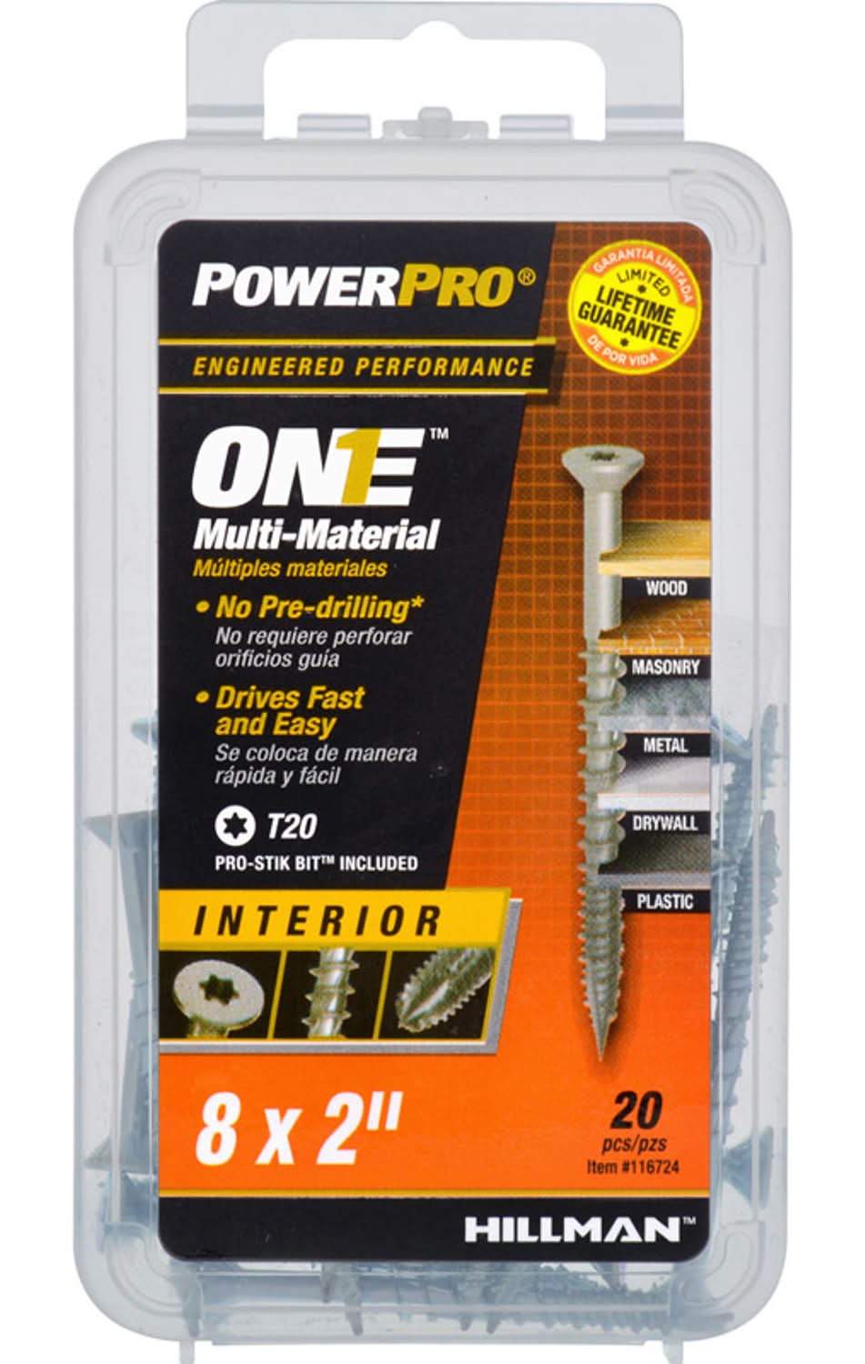 Hillman Power Pro No. 8 Ga. X 2 In. L Star Flat Head Coarse Multi-Material Screws