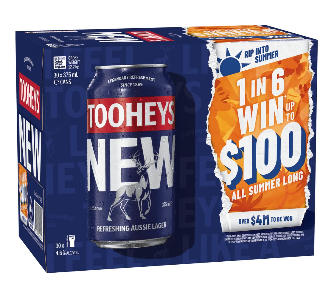 Tooheys New Block Can 375mL x Pack 30