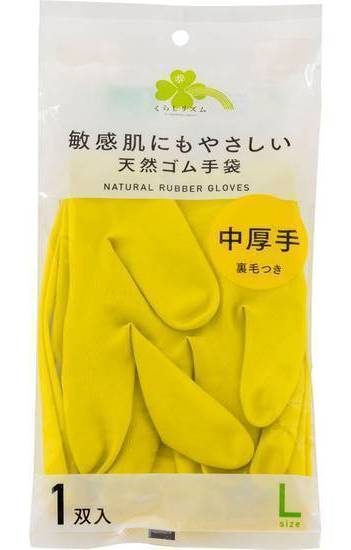 くらしリズム敏感肌天然ゴム手袋中厚手Ｌ１双:4582451692905