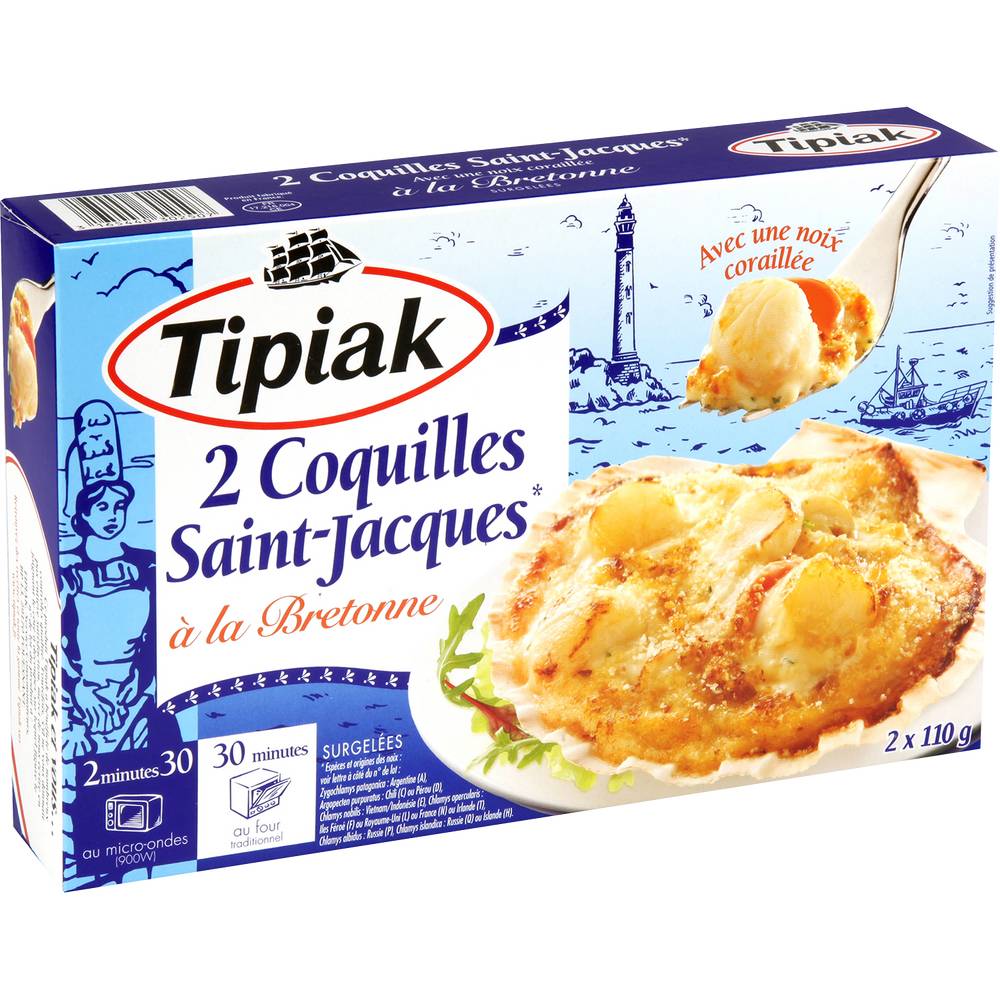 Tipiak - Coquilles saint jacques à la bretonne surgelées (2 pièces)