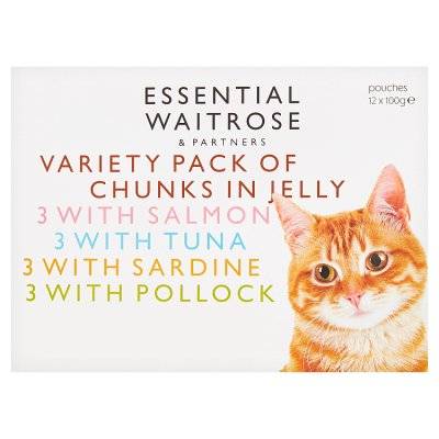 Waitrose & Partners Essential Variety pack Of Chunks in Jelly Cat Food (12 pack)