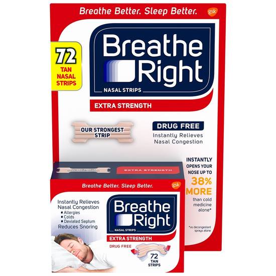 Breathe Right Extra Strength Nasal Strips Tan (72 ct)