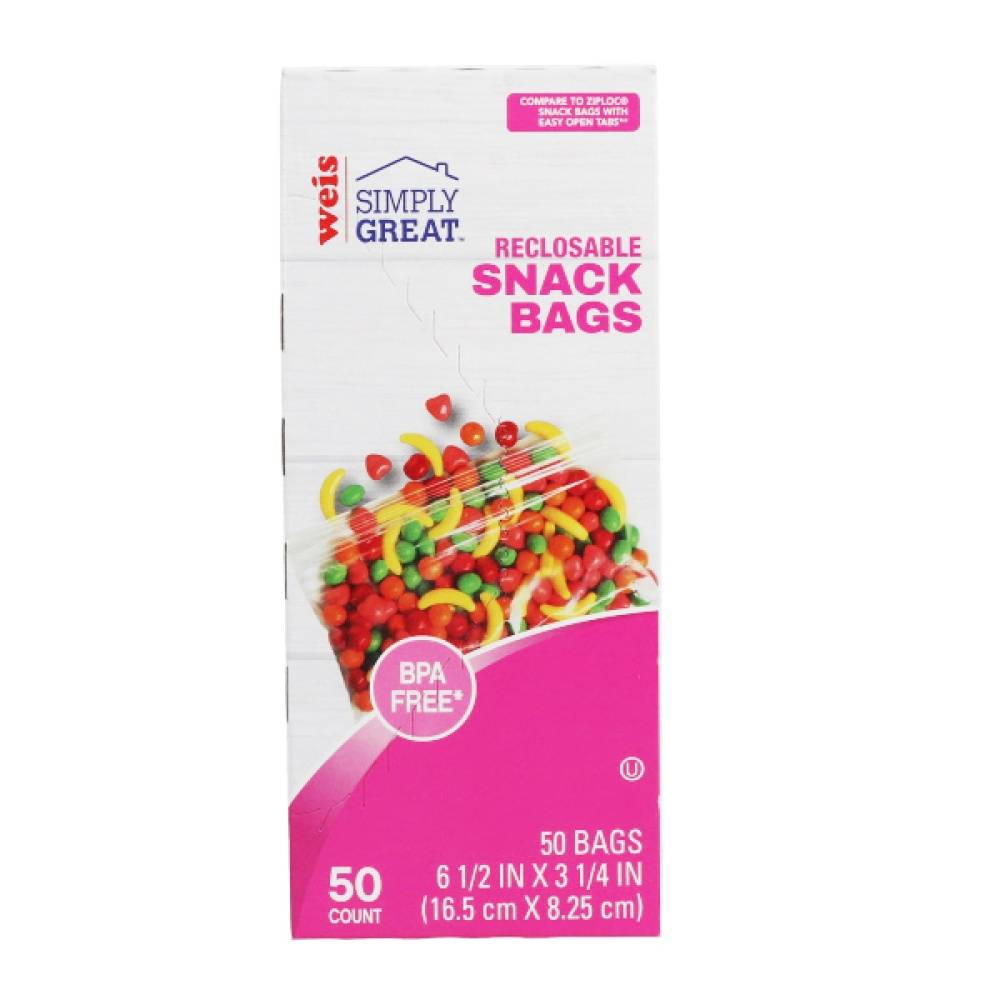 Weis Simply Great Reclosable Snack Bags, 6.5" x 3.25" (50 ct)