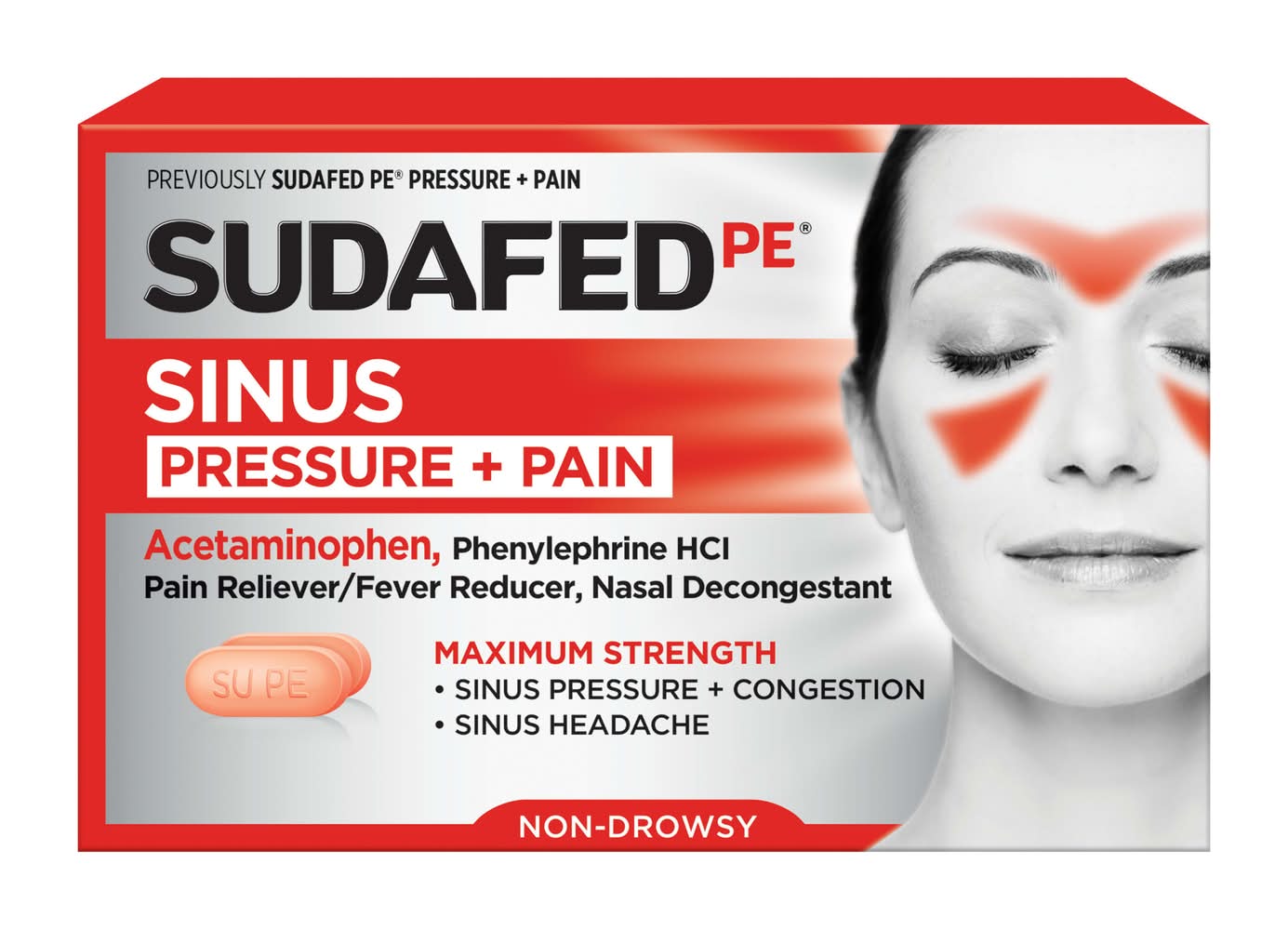 Sudafed PE Sinus Pressure & Pain Reliever Non Drowsy Tablets (24 ct)
