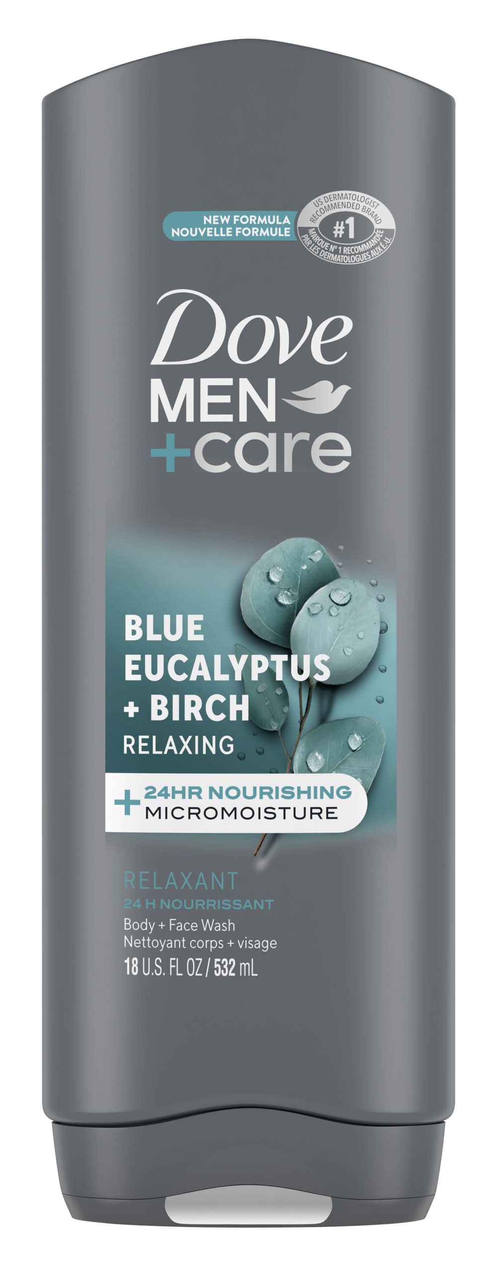 Dove +Care Body Wash, Blue Eucalyptus-Birch, Men (18 fl oz)