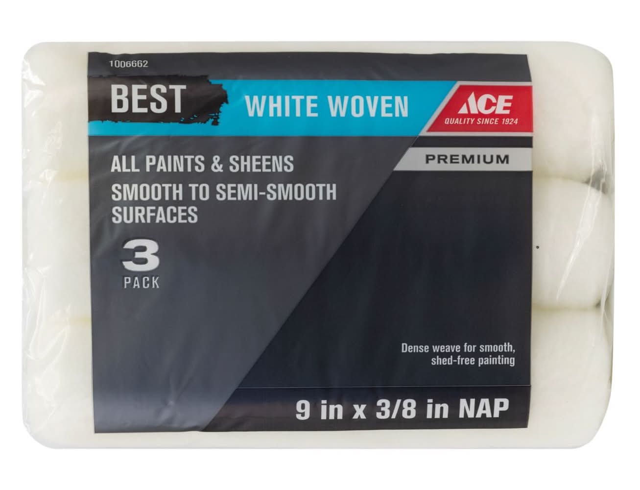 ACE Best Woven 9 In. W X 3/8 In. Paint Roller Cover 3 Pk