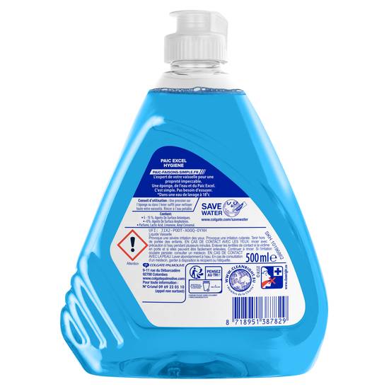 Paic - Liquide vaisselle excel actif à froid hygiène (500 ml