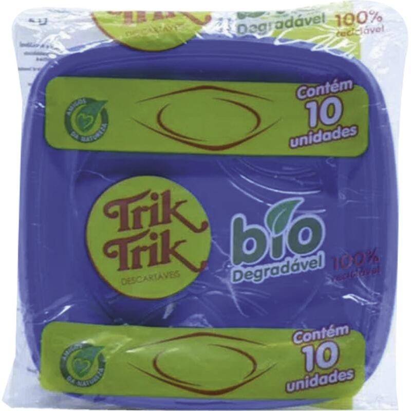 Trik trik prato de plástico quadrado biodegradável (10 un) (azul claro)