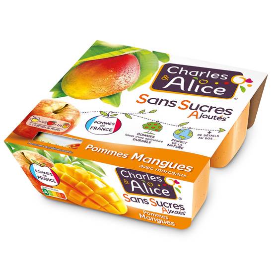 Charles & Alice - Compote de fruits sans sucre ajouté (pommes - mangues)