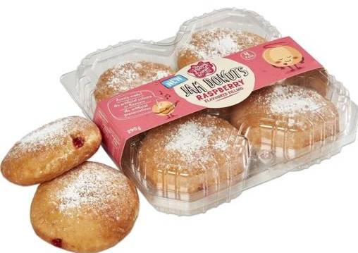 The Happy Donut Co Raspberry Flavoured Filling Jam Donuts 4 Pack 290g