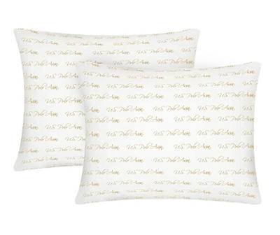U.s. Polo Assn Script Logo Medium Density Pillow (2 ct) (20.0"L x 26.0"w x 6.0"h/white)