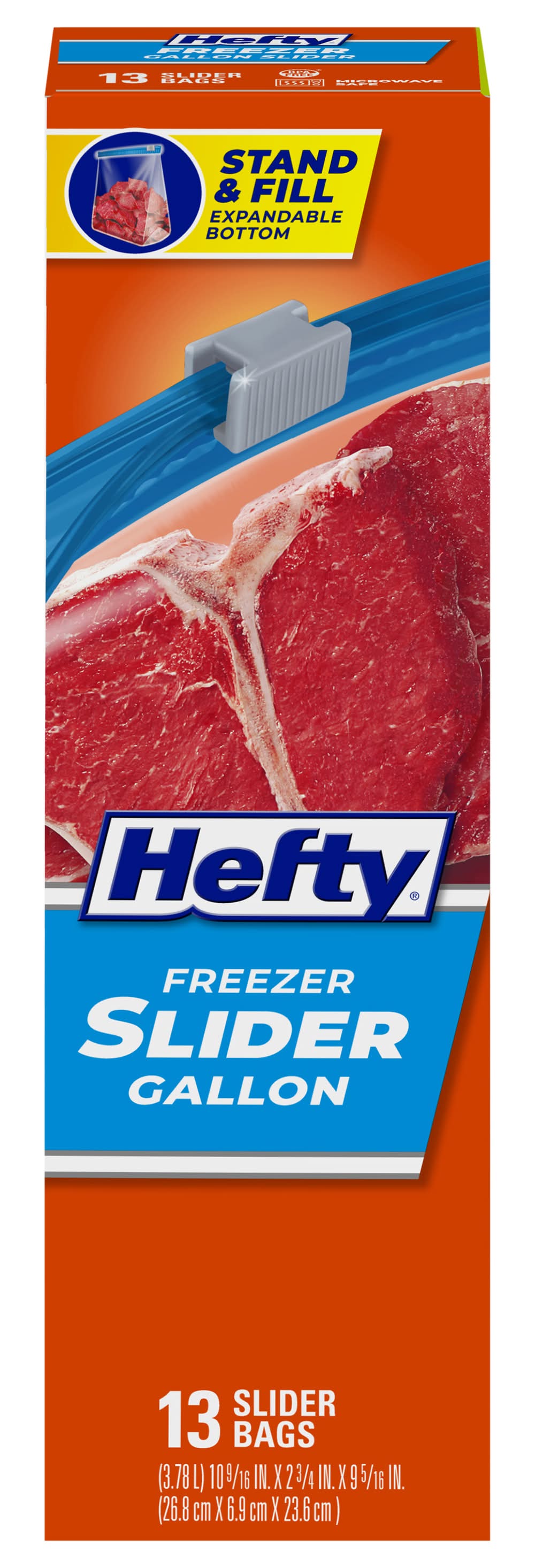 Hefty Gallon Freezer Slider Bags, 26.8 cm x 6.9 cm x 23.6 cm (13 ct)