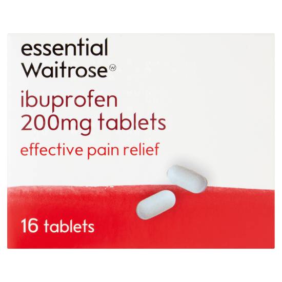 Essential Waitrose & Partners Ibuprofen 200mg Effective Pain Relief Tablets