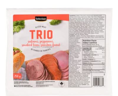 Selection Trio de viandes salami, pepperoni et jambon fumé (250 g) - Pepperoni, Salami and Smoked Ham Meat Trio (250 g)