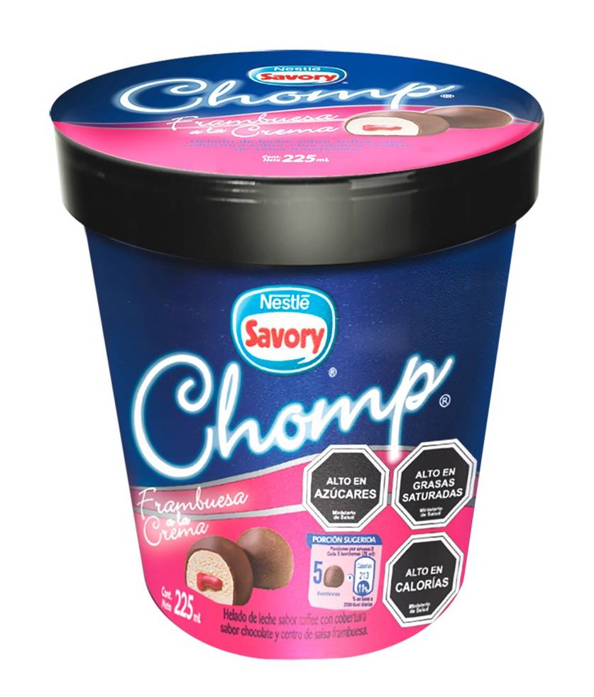 Savory · Chomp helado de bombones con frambuesa a la crema (225 ml)