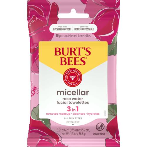 Burt's Bees Micellar Facial Towelettes With Rose Water