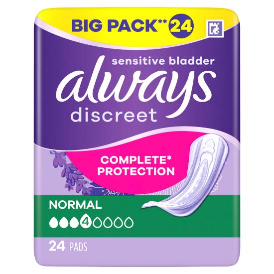 Always Discreet Incontinence Pads Women Normal (24ct)