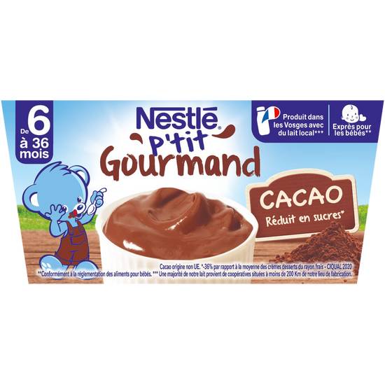 Nestlé - Crème dessert dès 6 mois à 36 mois (4 pièces) (chocolat)