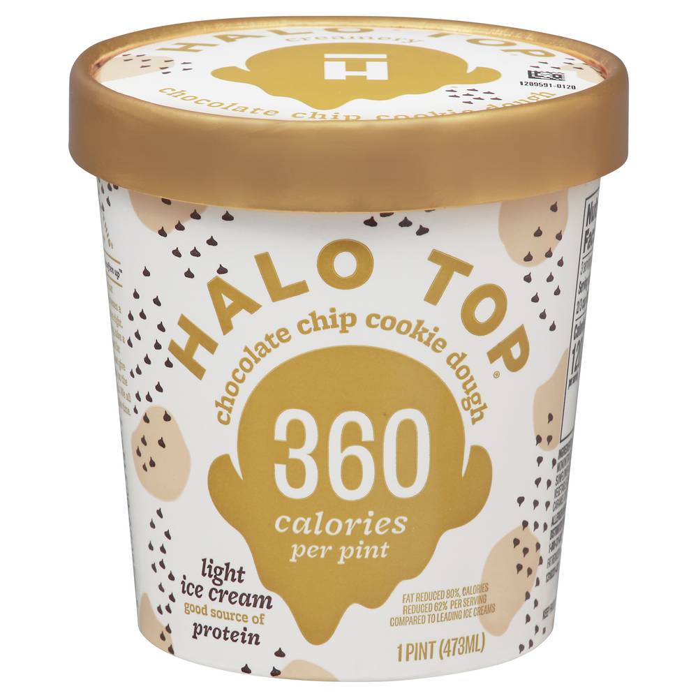 Halo Top Chocolate Chip Cookie Dough Light Ice Cream (1 pint)