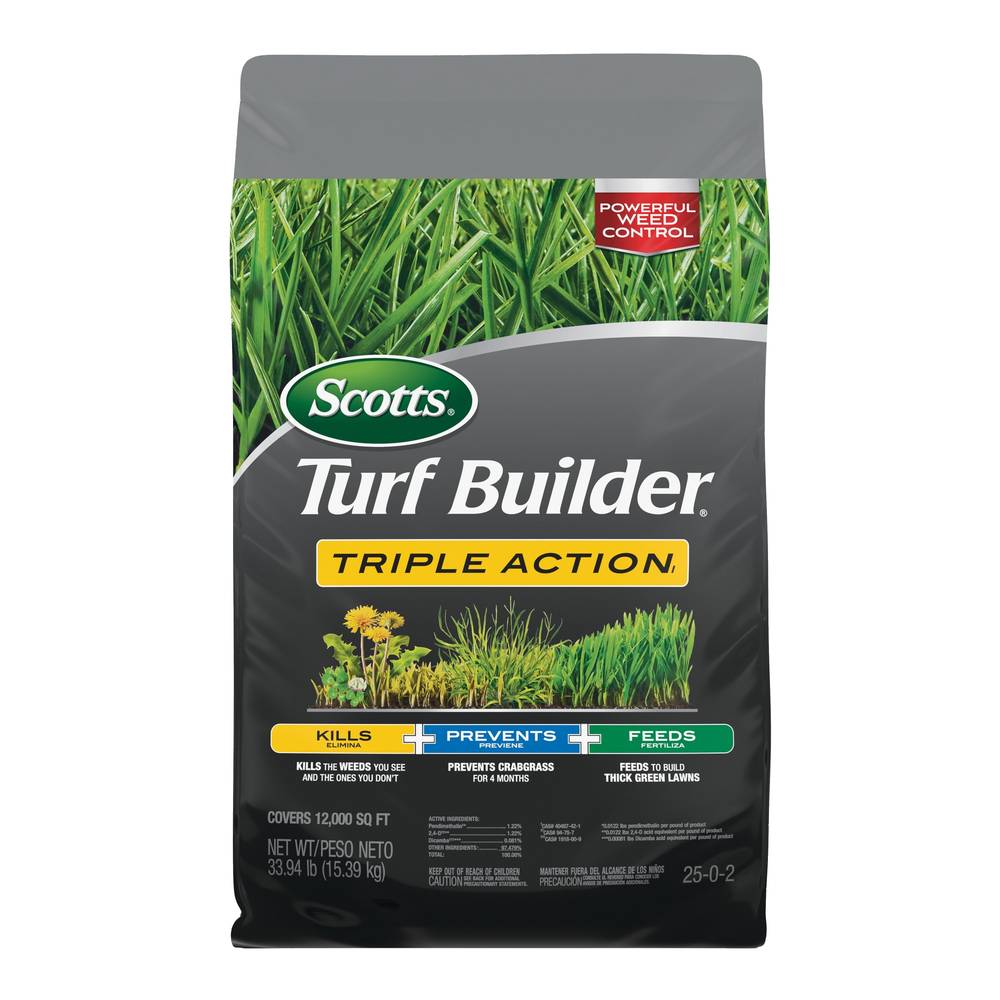 Scotts Turf Builder Triple Action1 33.94-lb 12000-sq ft 25-0-2 All-purpose Weed & Feed Fertilizer | 26019