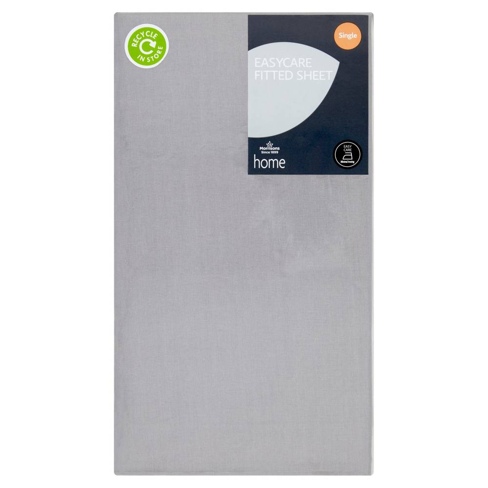 Morrisons Easy Care Grey Fitted Sheet Single