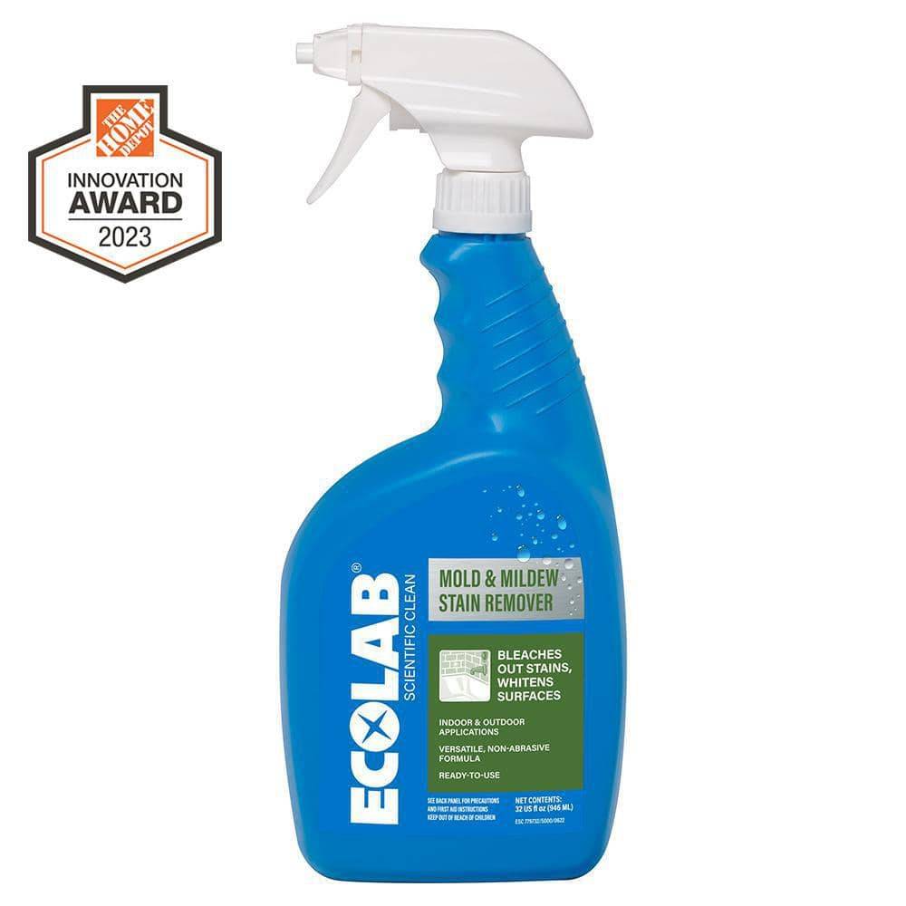 Ecolab 32 Oz. Mold And Mildew Stain Bleach Powered Remover, Scrub Free Formula For Bathroom, Kitchen, Pool, Patio