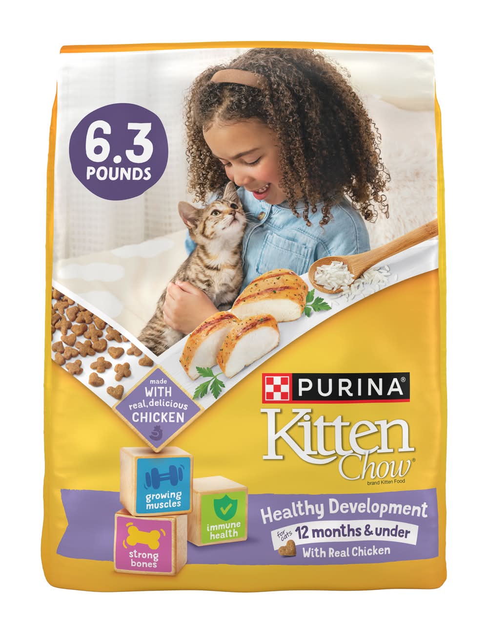 Purina Kitten Chow Healthy Development With Real Dry Cat Food, Chicken (6.3 lbs)