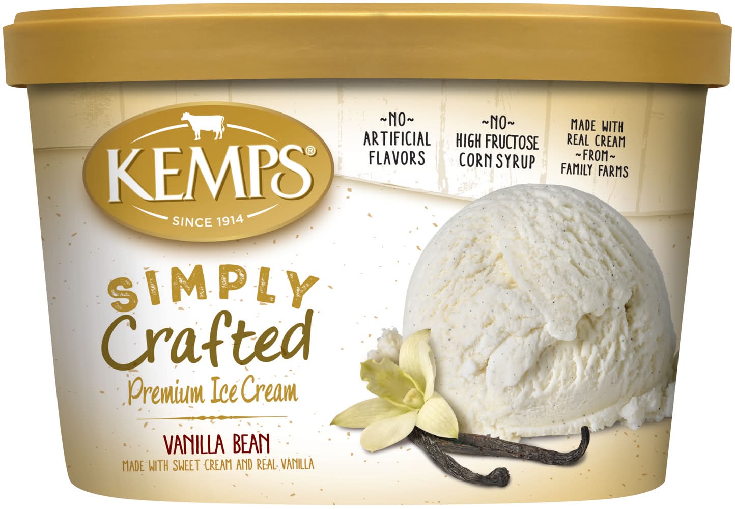 Kemps Simply Crafted Premium Ice Cream, Vanilla Bean (1.5 qt)