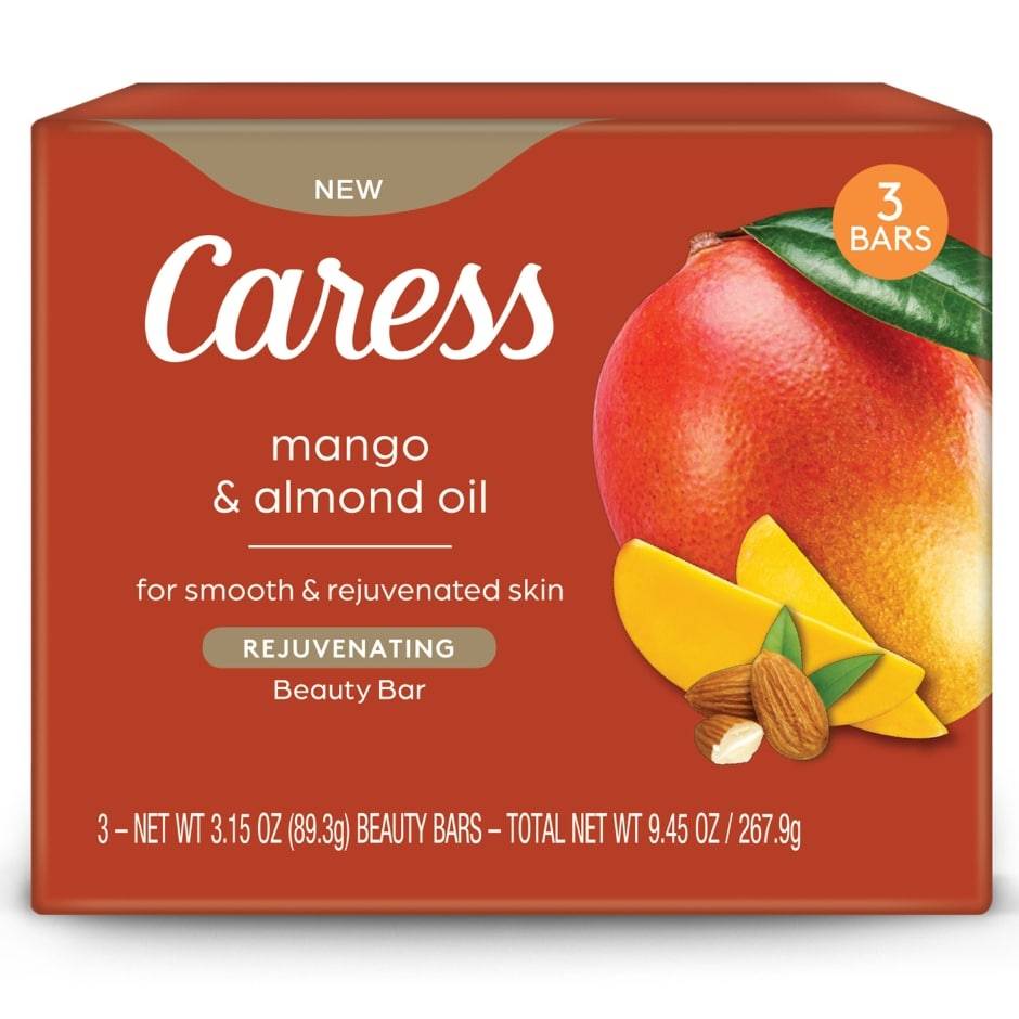 Caress Mango & Almond Oil For Beauty Bar Soap (3 x 3.15 oz)
