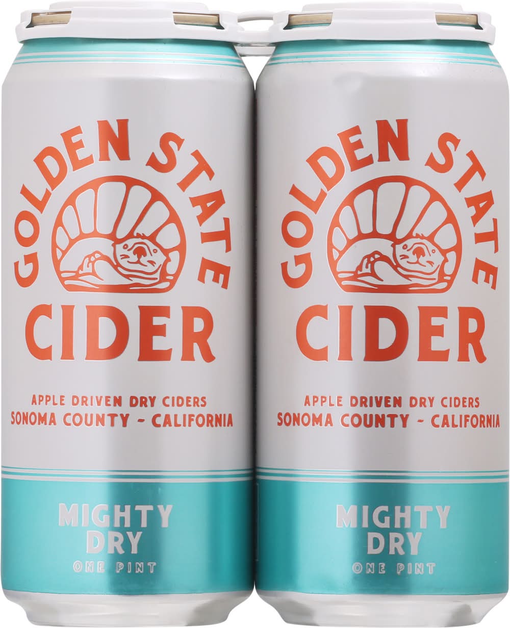 Golden State Cider Mighty Dry Driven Dry Beer, Apple (4 x 16 fl oz)