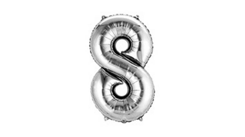 34'' Silver Number (8) - Balloon
